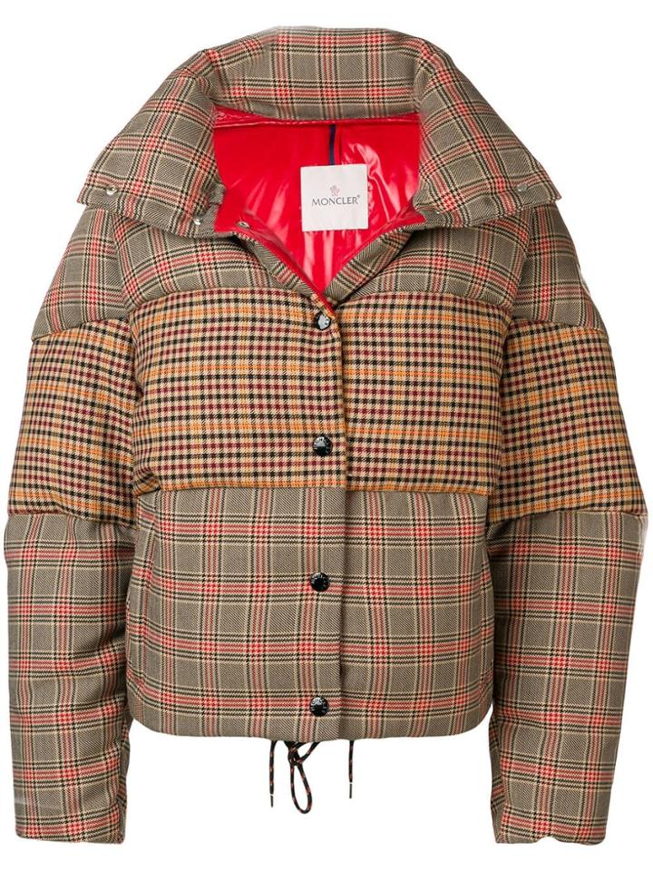 Moncler Panelled Checked Jacket - Neutrals