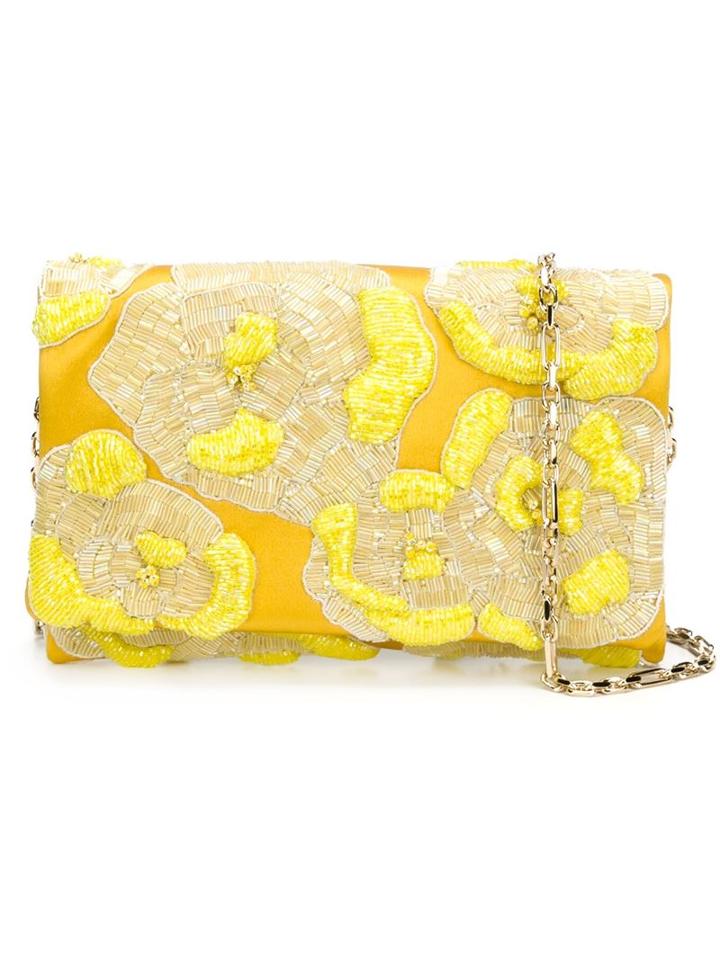 Oscar De La Renta Floral Bead Clutch
