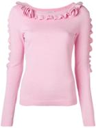 Philosophy Di Lorenzo Serafini Ruffle-trim Fitted Sweater - Pink