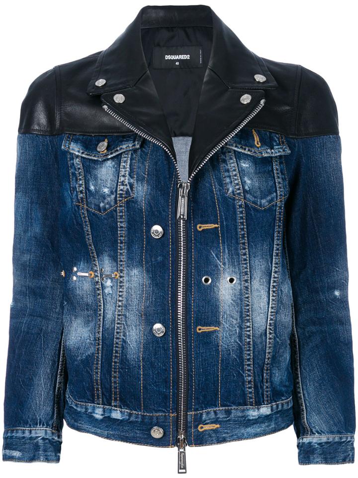 Dsquared2 Zipped Denim Jacket - Blue