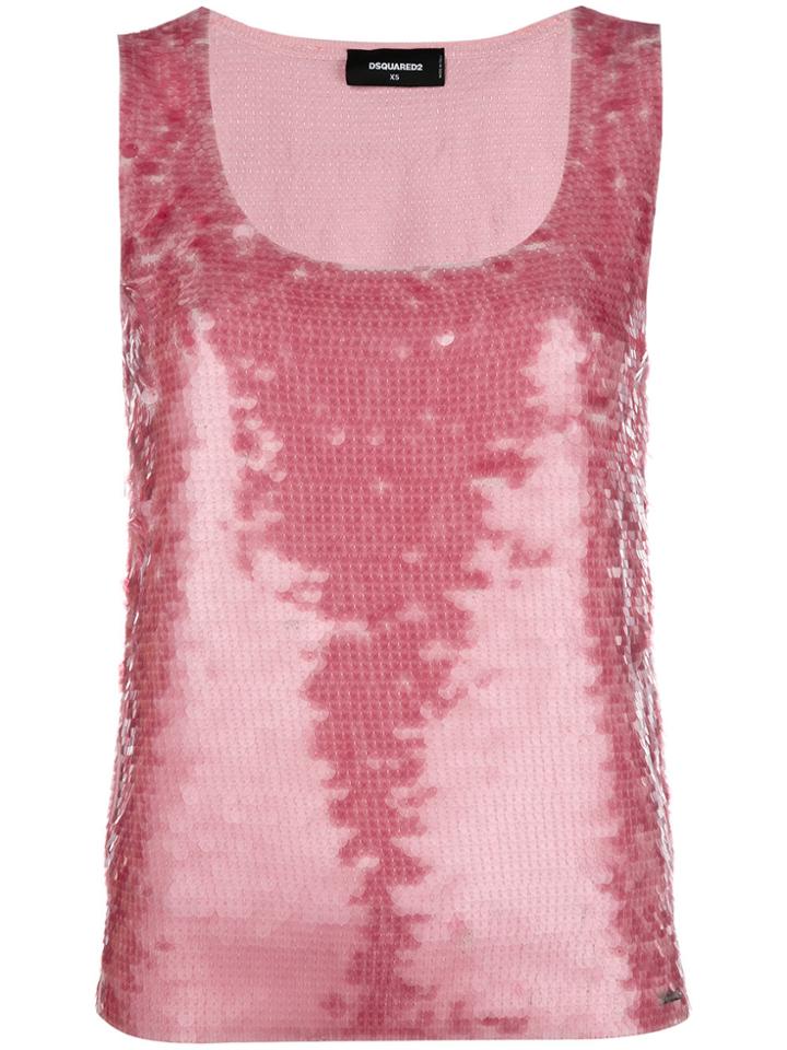 Dsquared2 Sequin Vest Top - Pink & Purple
