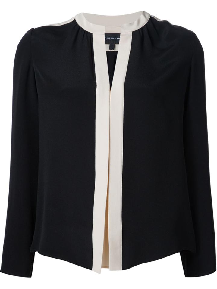 Derek Lam Long Sleeve Blouse With Nehru Collar - Black