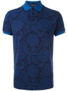 Etro Arabesque Print Polo Shirt, Size: Small, Blue, Cotton