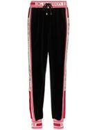 Dolce & Gabbana Metallic Logo Stripe Velvet Trackies - Black