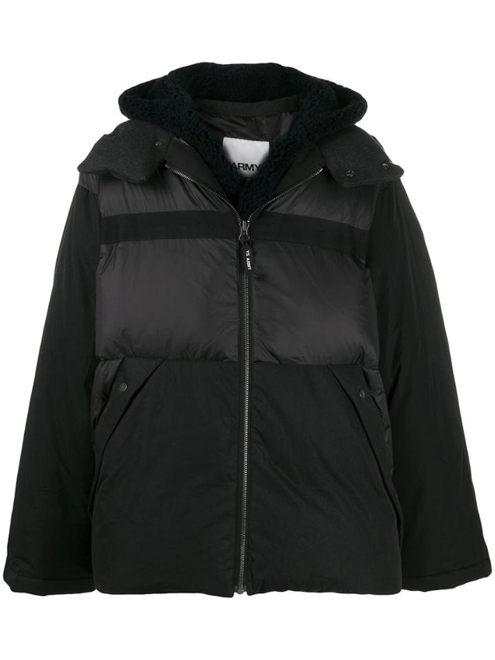 Yves Salomon Hooded Padded Coat - Black