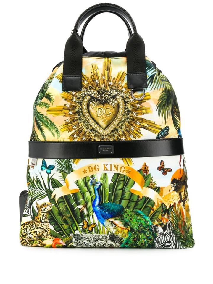 Dolce & Gabbana Tropical King Print Backpack - Black
