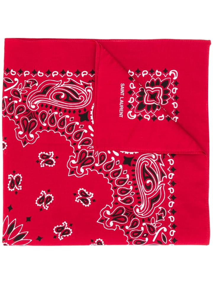 Saint Laurent Paisley Print Bandana - Red