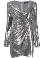 P.a.r.o.s.h. Sequin Wrap Mini Dress - Silver