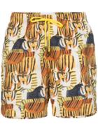 Timo Trunks Tiger Print Drawstring Swim Shorts - Orange