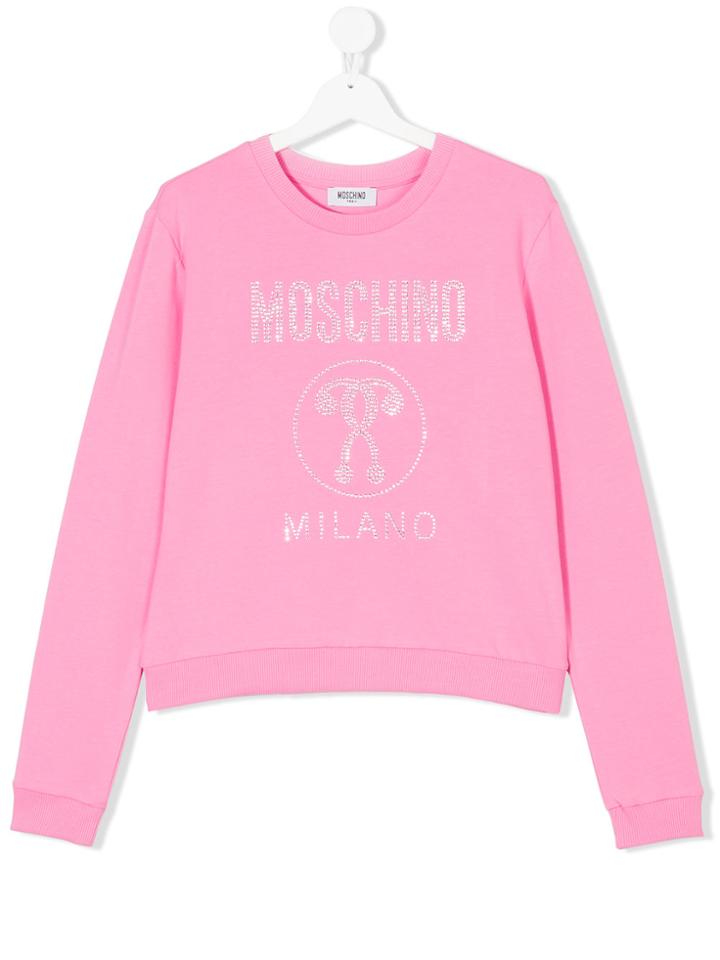 Moschino Kids Teen Embellished Logo Sweatshirt - Pink & Purple