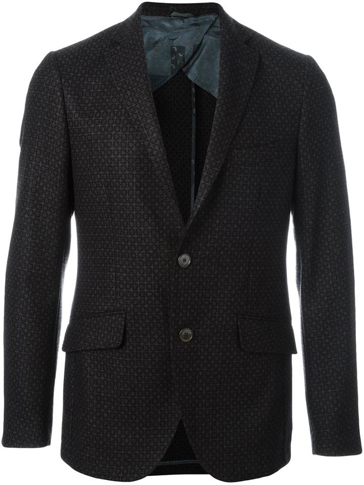 Etro Patterned Blazer, Men's, Size: 48, Brown, Silk/acetate/viscose/wool