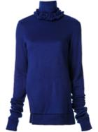 Murral Ruffled Neck Asymmetric Sweater, Women's, Blue, Acrylic