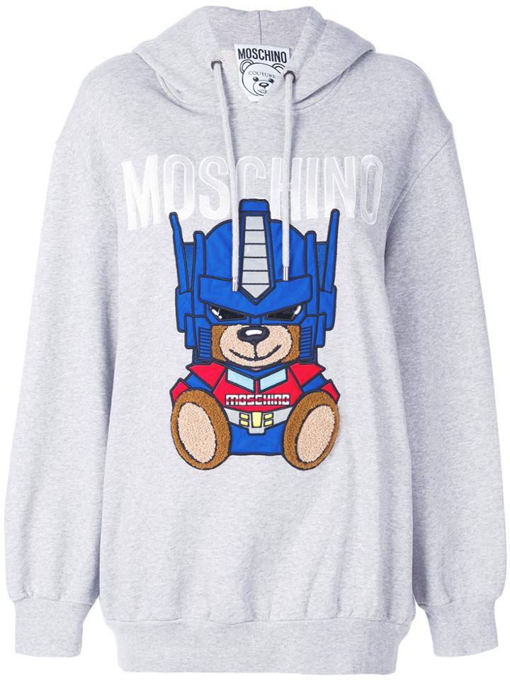Moschino Transformer Bear Oversized Hoodie - Grey