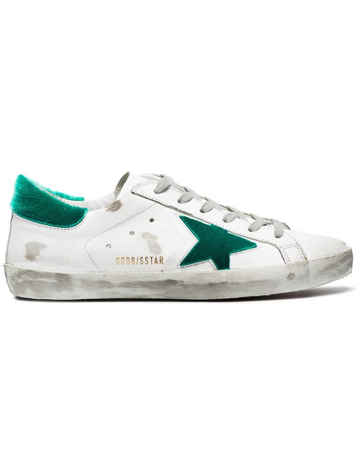 Golden Goose Deluxe Brand White And Green Superstar Sneakers