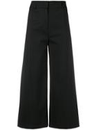 Twin-set High Waisted Cropped Trousers - Black
