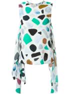 Msgm Printed Front Tie Tank Top - White