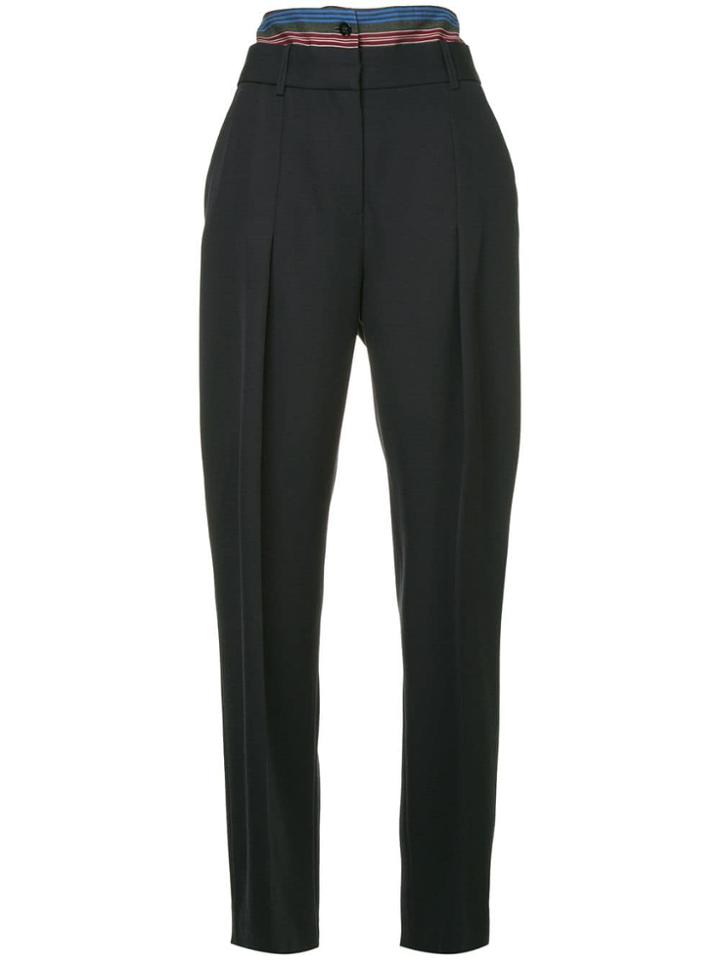 Victoria Victoria Beckham Striped Waistband Trousers - Black