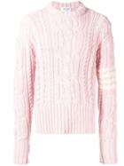 Thom Browne 4bar Aran Cable Pullover - Pink