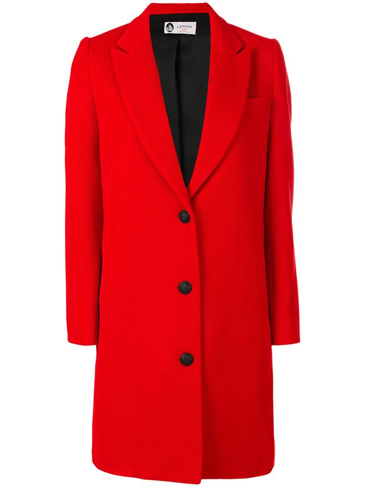 Lanvin - Single Breasted Whipcord Coat - Women - Acetate/cupro/wool - 40, Red, Acetate/cupro/wool