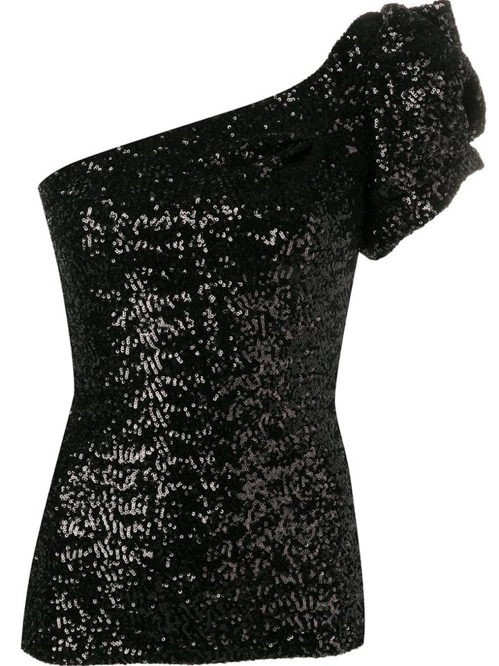 Isabel Marant One Shoulder Glitter Top - Black