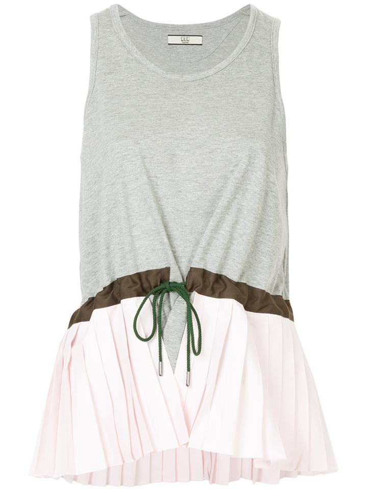 Non Tokyo Pleated Hem Tank Top - Grey