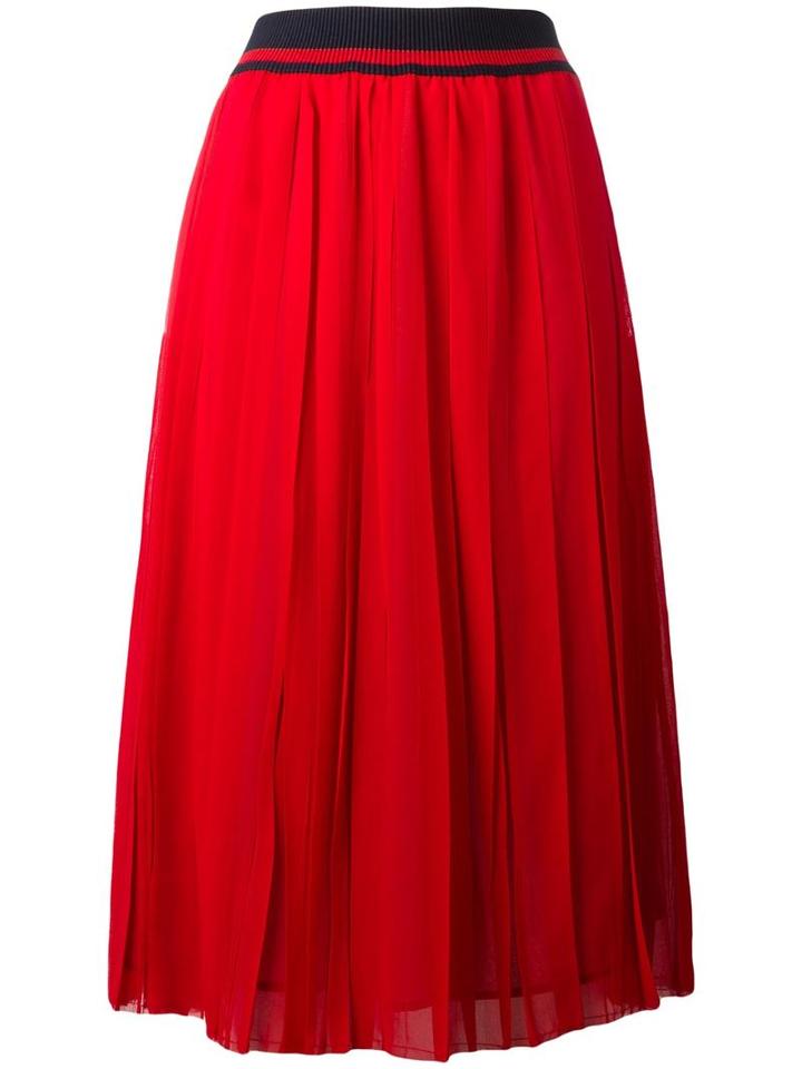 Erika Cavallini Pleated Skirt, Women's, Size: 44, Red, Polyester
