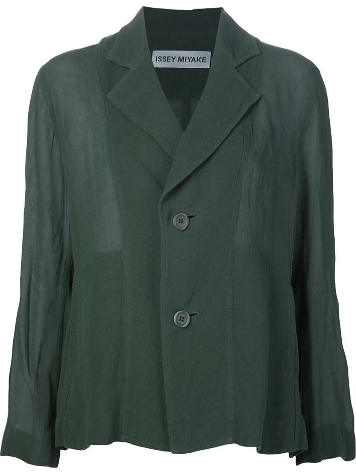 Issey Miyake Semi-sheer Blazer, Women's, Size: 2, Green, Paper
