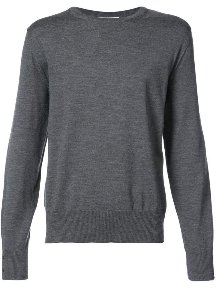 Thom Browne Relaxed Crewneck Pullover In Medium Grey Mercerized Merino