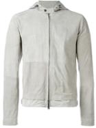 Herno Hooded Zip Jacket, Men's, Size: 56, Grey, Lamb Skin/polyester/polyamide