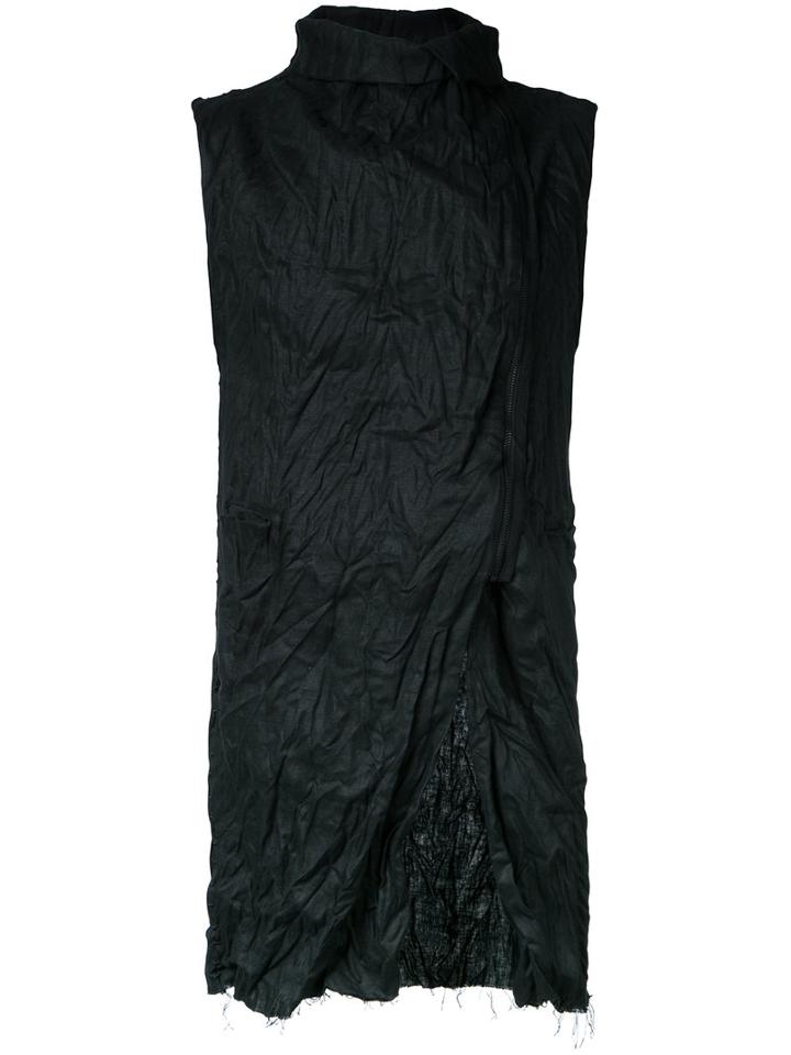 A New Cross Hand Stitched Asymmetric Zipper Vest, Men's, Size: Small, Black, Linen/flax