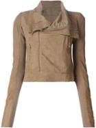 Rick Owens Cropped Biker Jacket, Women's, Size: 42, Nude/neutrals, Cotton/lamb Skin/cupro/virgin Wool