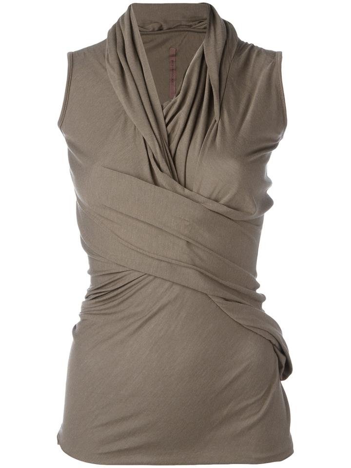 Rick Owens Lilies Draped Fitted Top, Women's, Size: 40, Grey, Cotton/polyamide/viscose