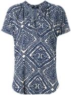 Steffen Schraut - Printed V-neck Blouse - Women - Viscose - 40, Blue, Viscose