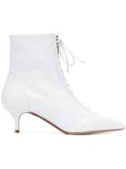 Tabitha Simmons Lace Front Pointed Ankle Boots - White