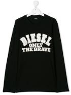 Diesel Kids Only The Brave Embroidered T-shirt - Black
