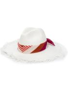 Borsalino Distressed Fedora Hat - White