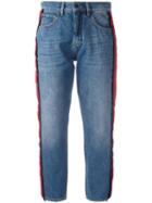 Victoria Victoria Beckham Side Stripe Cropped Jeans, Women's, Size: 26, Blue, Cotton