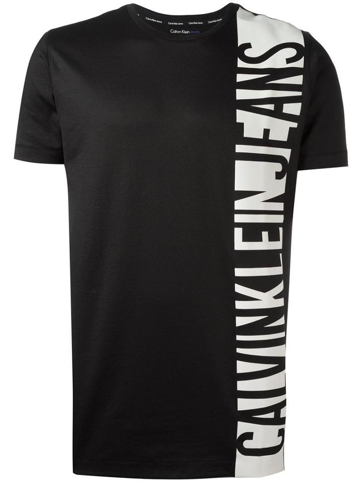 Calvin Klein Jeans Logo Print T-shirt, Men's, Size: Large, Black, Cotton/polyester