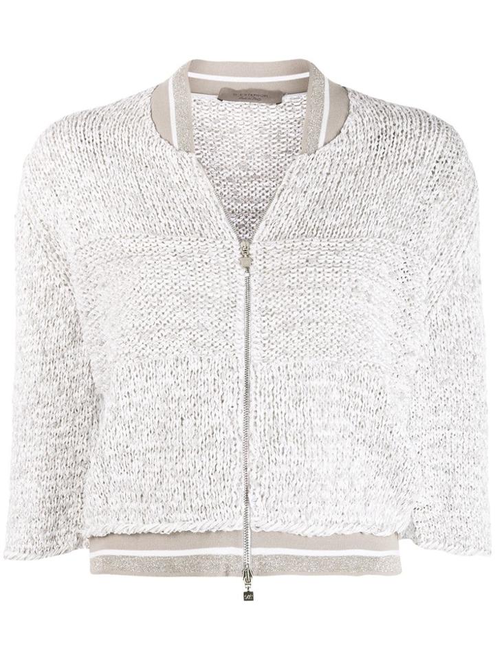 D.exterior Cropped Zipped Cardigan - White