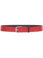 Fendi Debossed Ff Logo Belt - Red