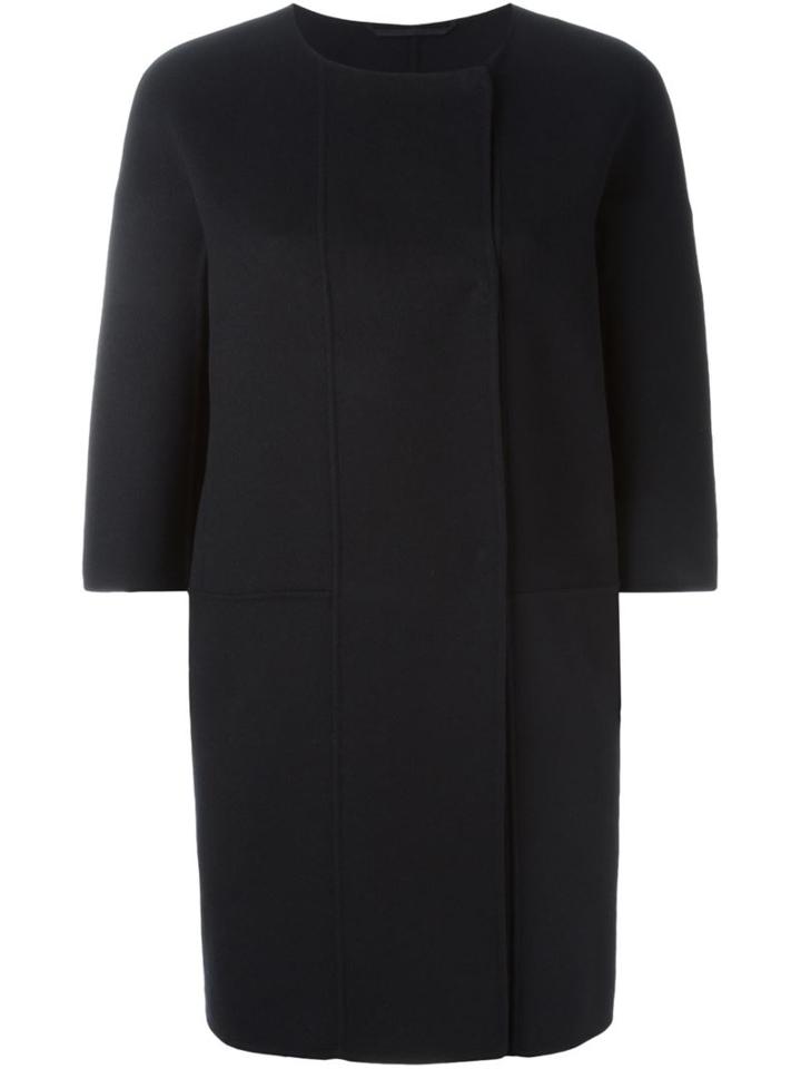 's Max Mara Collarless Coat, Women's, Size: 44, Black, Virgin Wool