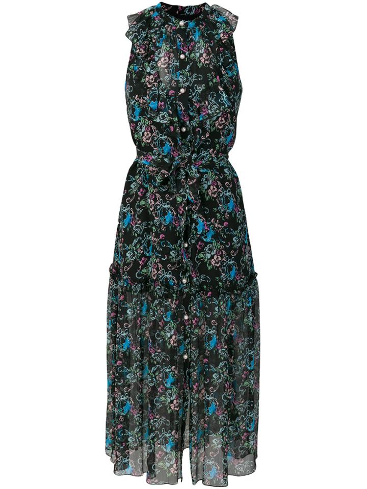 Boutique Moschino Floral Print Shirt Dress - Black