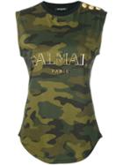 Balmain - Logo Print Top - Women - Cotton - 34, Grey, Cotton