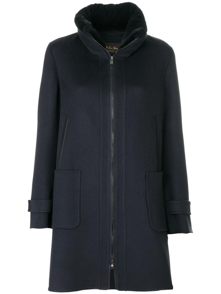 Loro Piana Mink Fur Trim Coat - Blue