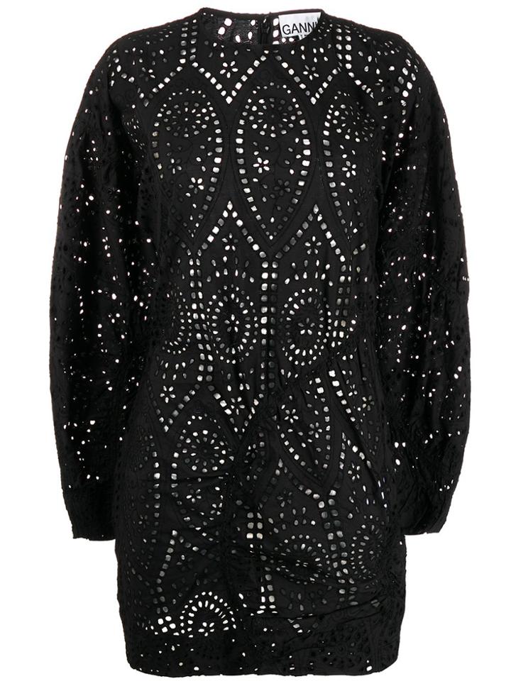 Ganni Lace Mini Dress - Black