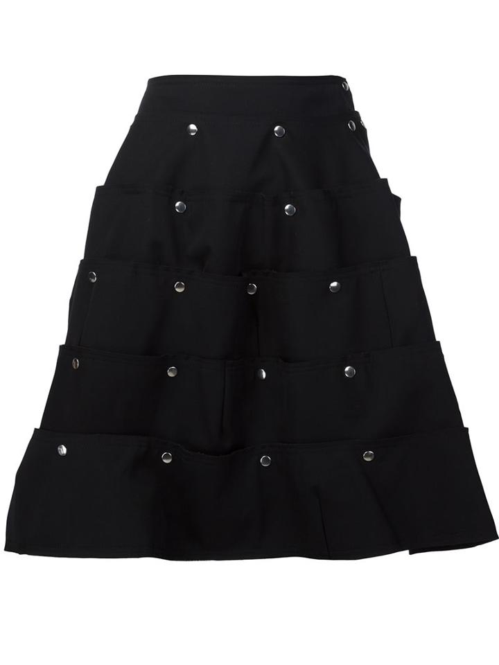 Comme Des Garçons Embellished Layered Knee-length Shorts, Women's, Size: Xs, Black, Cotton/polyester/triacetate/wool