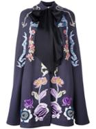 Temperley London Embroidered Cape, Women's, Size: Small, Blue, Wool/silk