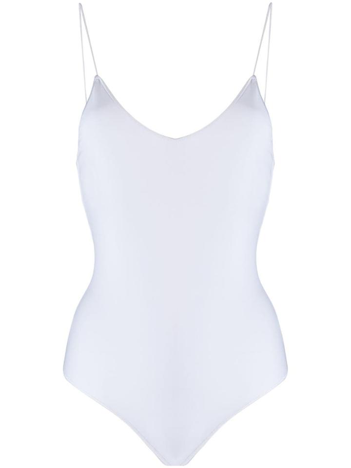 Oseree Bead Embellished Back Swimsuit - White
