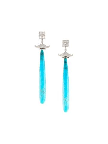 Lydia Courteille Diamond And Agate Drop Earrings - Blue