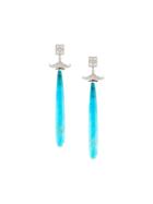 Lydia Courteille Diamond And Agate Drop Earrings - Blue